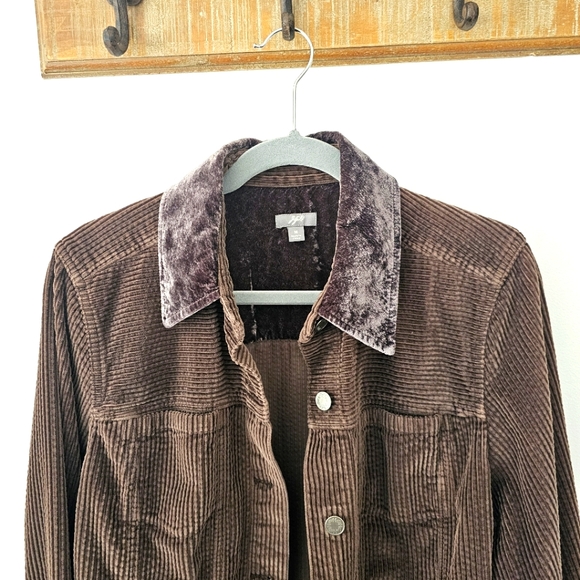 J. Jill Corduroy Button Down Jacket with Velvet Collar - Picture 9 of 12